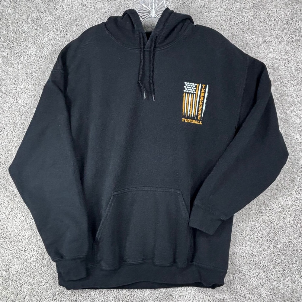 Gildan Tennessee Football Hoodie Black Graphic Pullover Mens Large Flag Logo